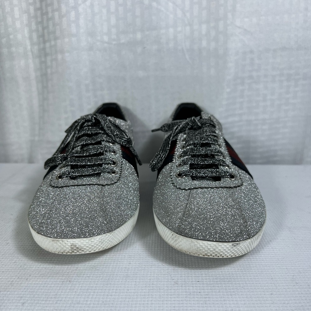 Gucci Glitter Ace Sneakers w/ Web Stripe & Stud Detail – Size 9 – full inclusion - Picture 3 of 13